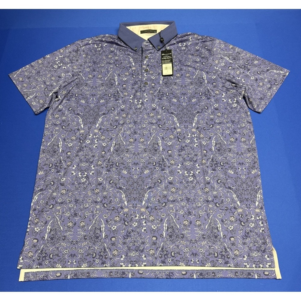 Greyson Golf Shirt Polo Herbarium Print XL Kingfisher Purple Polyester AOP Wolf